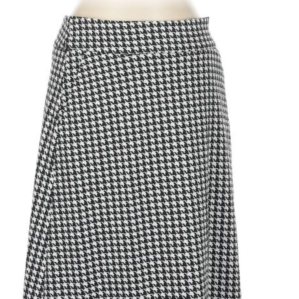 CAbi Black & White Houndstooth Skirt EUC